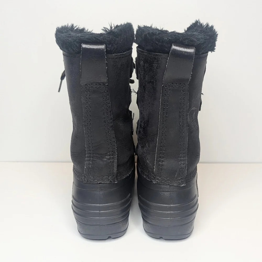 Sorel Badger black boots leather waterproof winter snow vintage lace up size 7